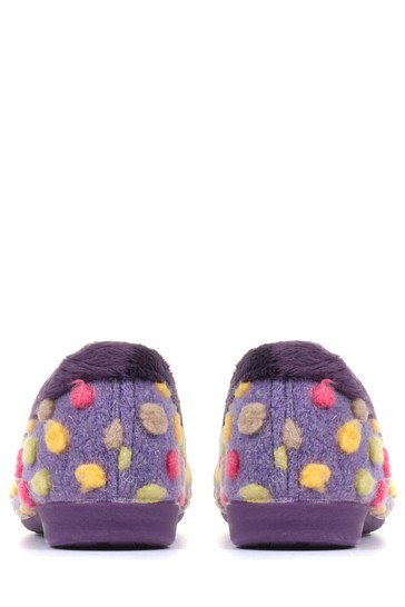 Pavers Purple Multi Ladies Full Woolly Slippers