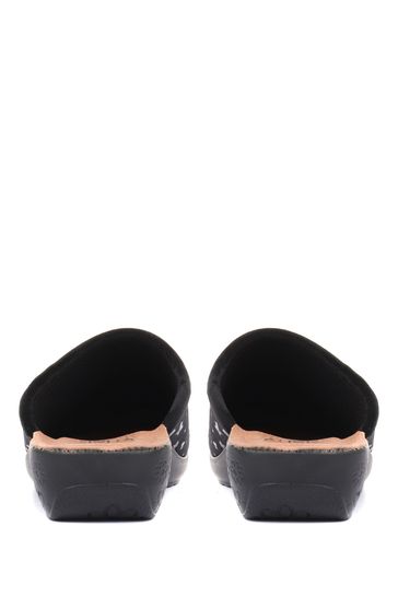 Fly Flot  Black Ladies Wide Fit Anatomic Slippers