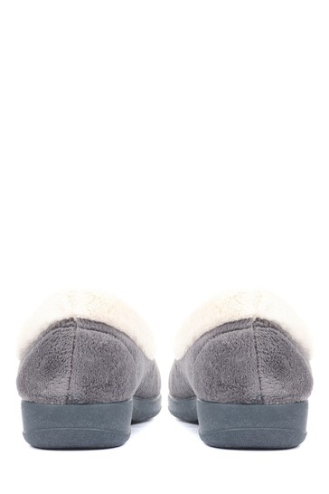 Pavers Ladies Grey Full Slippers