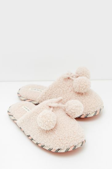 White Stuff Natural Curly Fur Mules