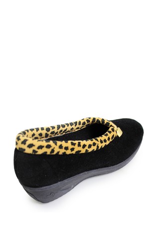 Lunar Ladies Ocelot Trim Slippers