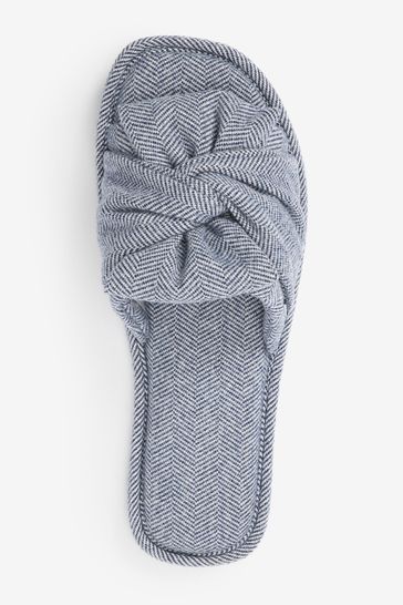 Herringbone Bow Slider Slippers