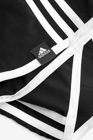 adidas Black/White 3 Stripe Swim Shorts