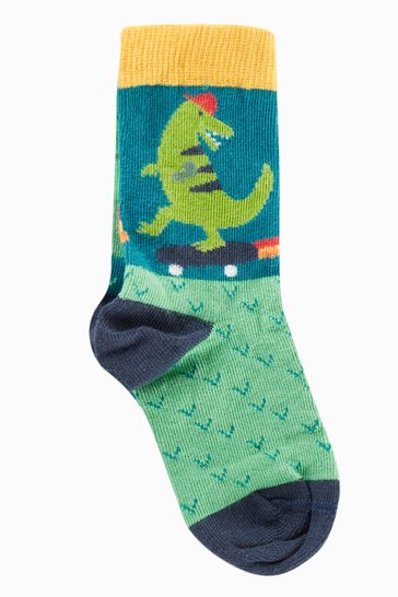 Frugi Organic Green Socks in a Bag Dinosaur