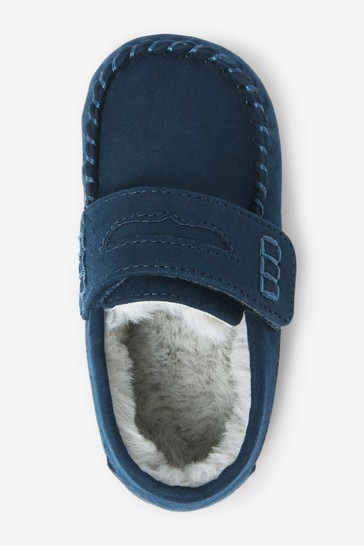 Recycled Faux Fur Lined Moccasin Slippers