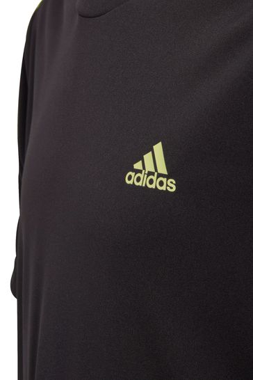 adidas Black/Green 3 Stripe T-Shirt