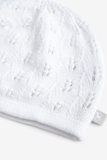 The Little Tailor White Cotton Knitted Hat