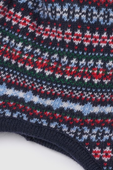 Trotters London Blue Baby Fairisle Hat