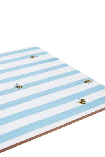 Joules Set of 4 Corkback Bee Striped Placemats