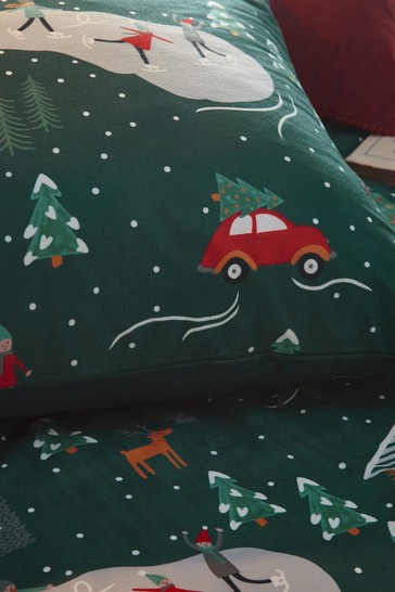 furn. Winter Pines Pyjama Fleece Reversible Duvet Cover and Pillowcase Set