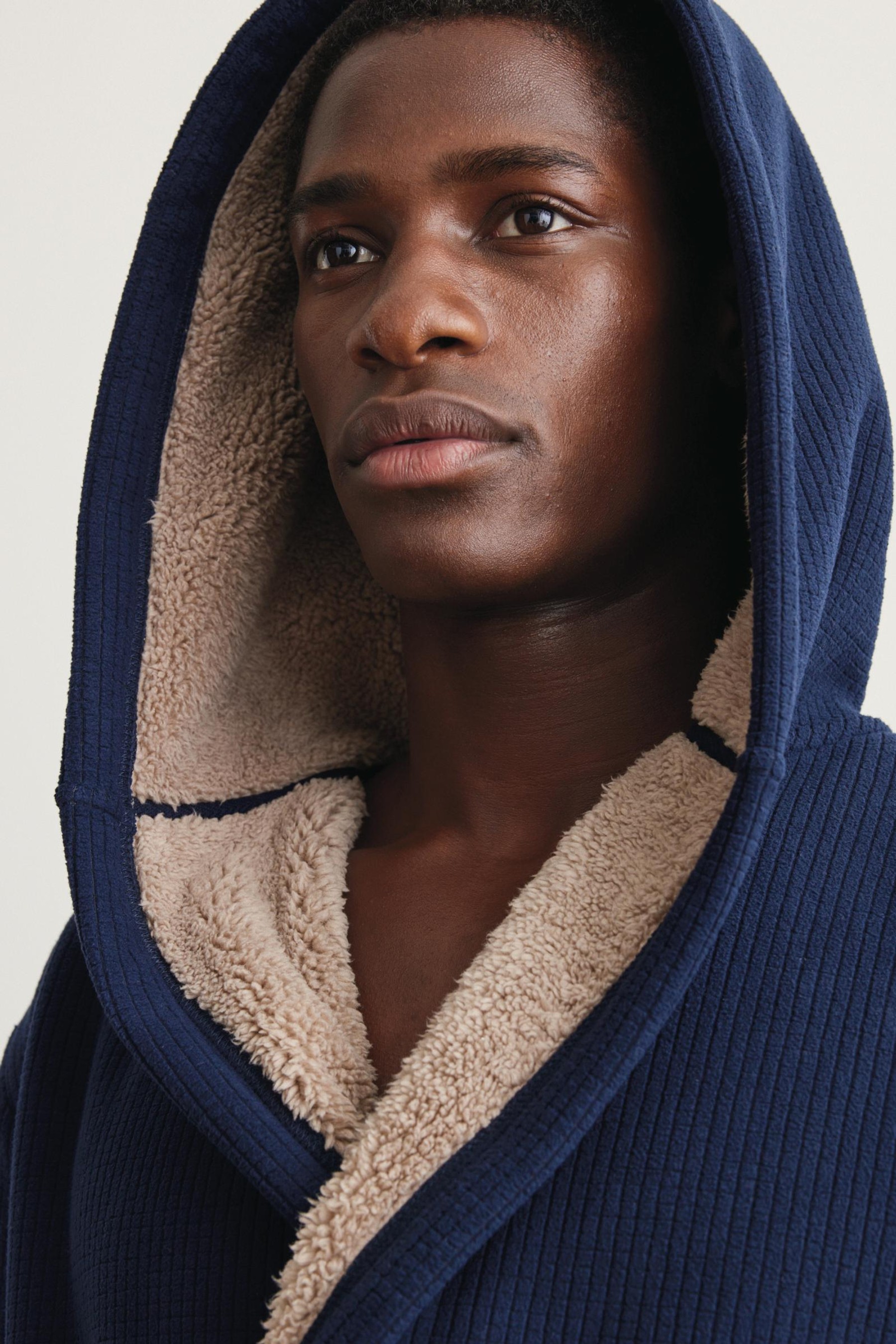 Borg Lined Hooded Dressing Gown