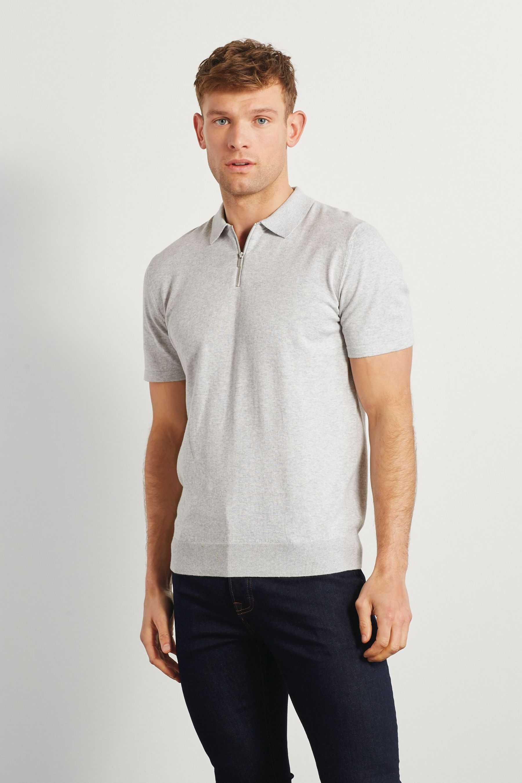 Knitted Zip Polo Shirt