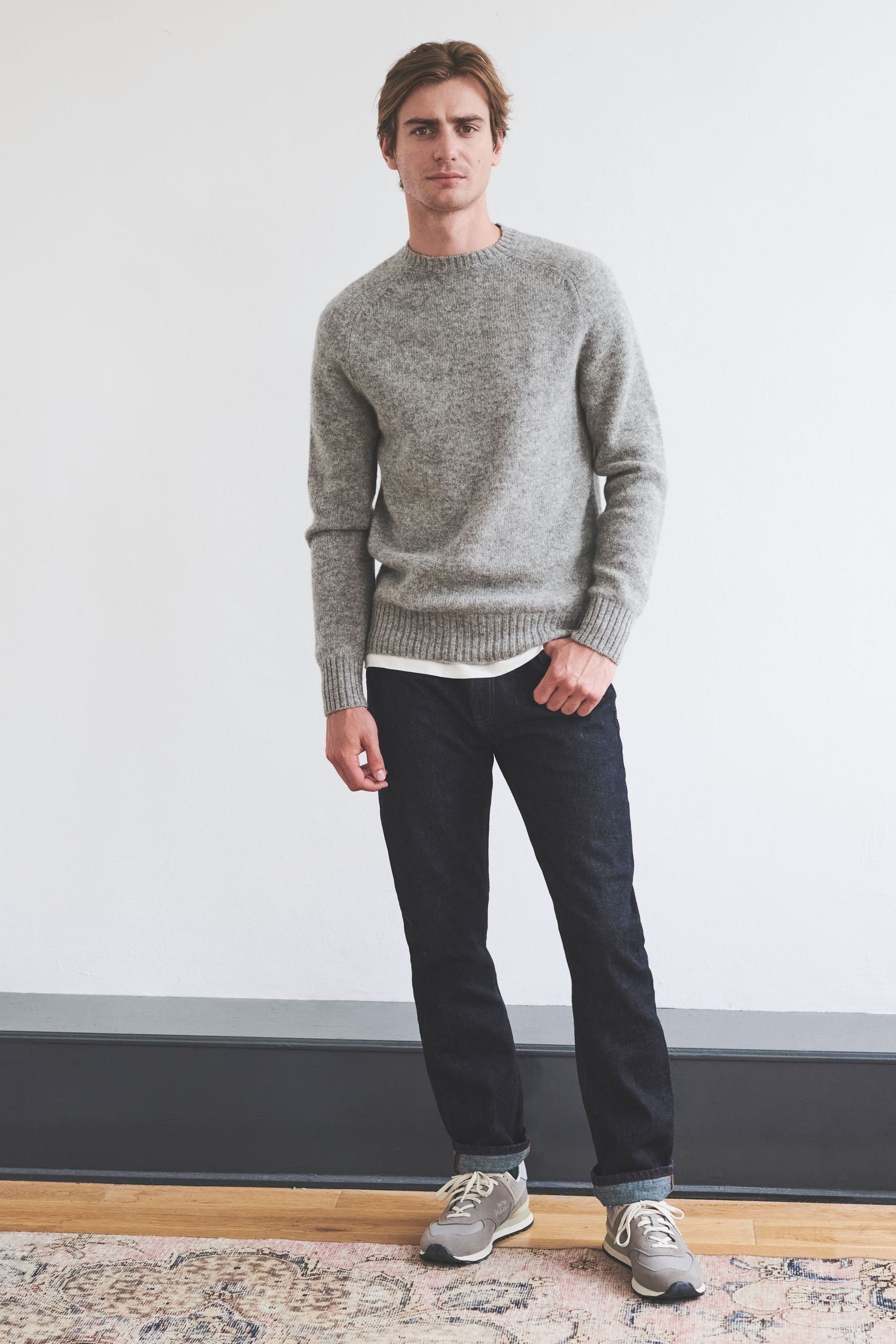 Aubin Brown Prestwick Shetland Crew Jumper