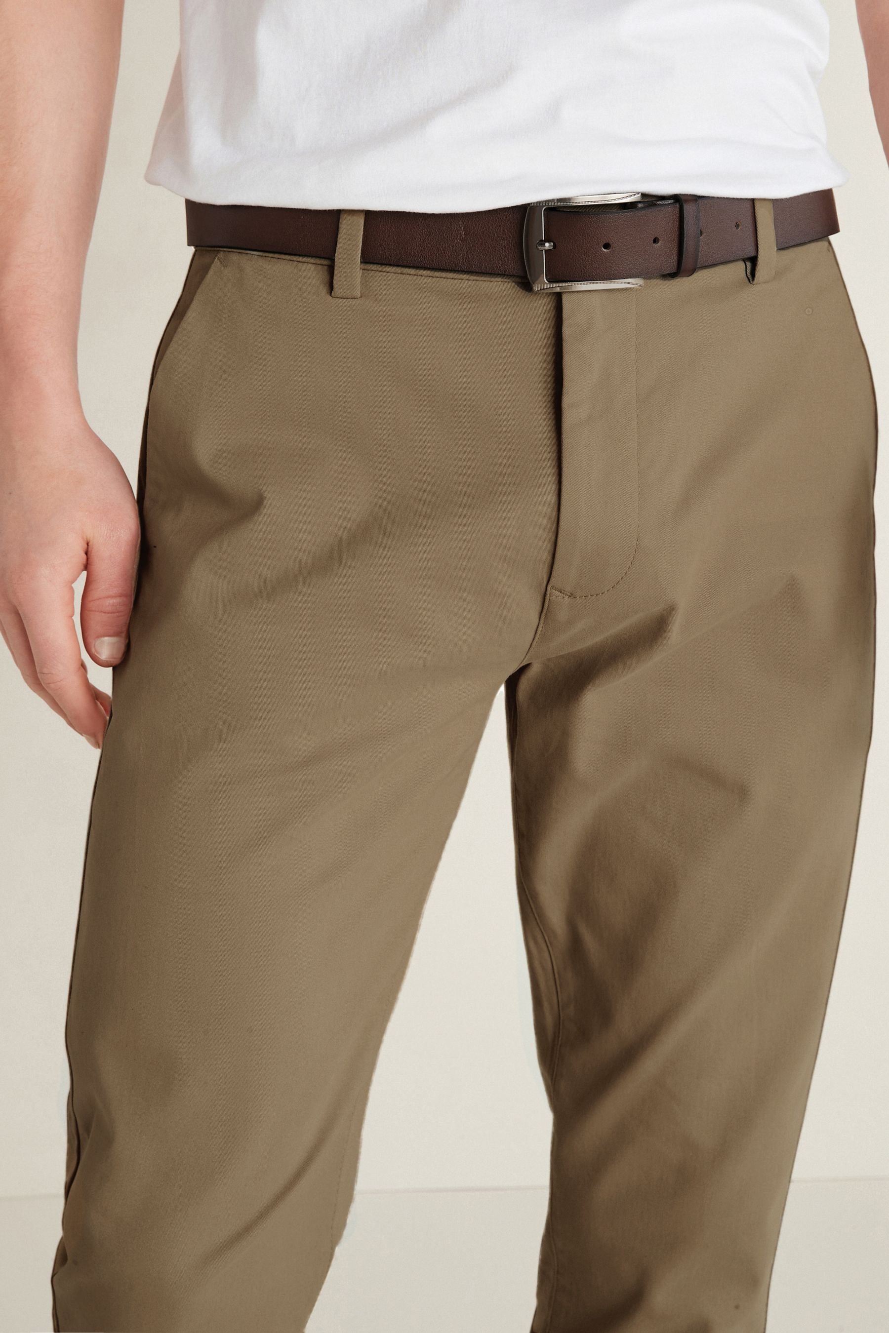 Belted Soft Touch Chino Trousers Slim Fit