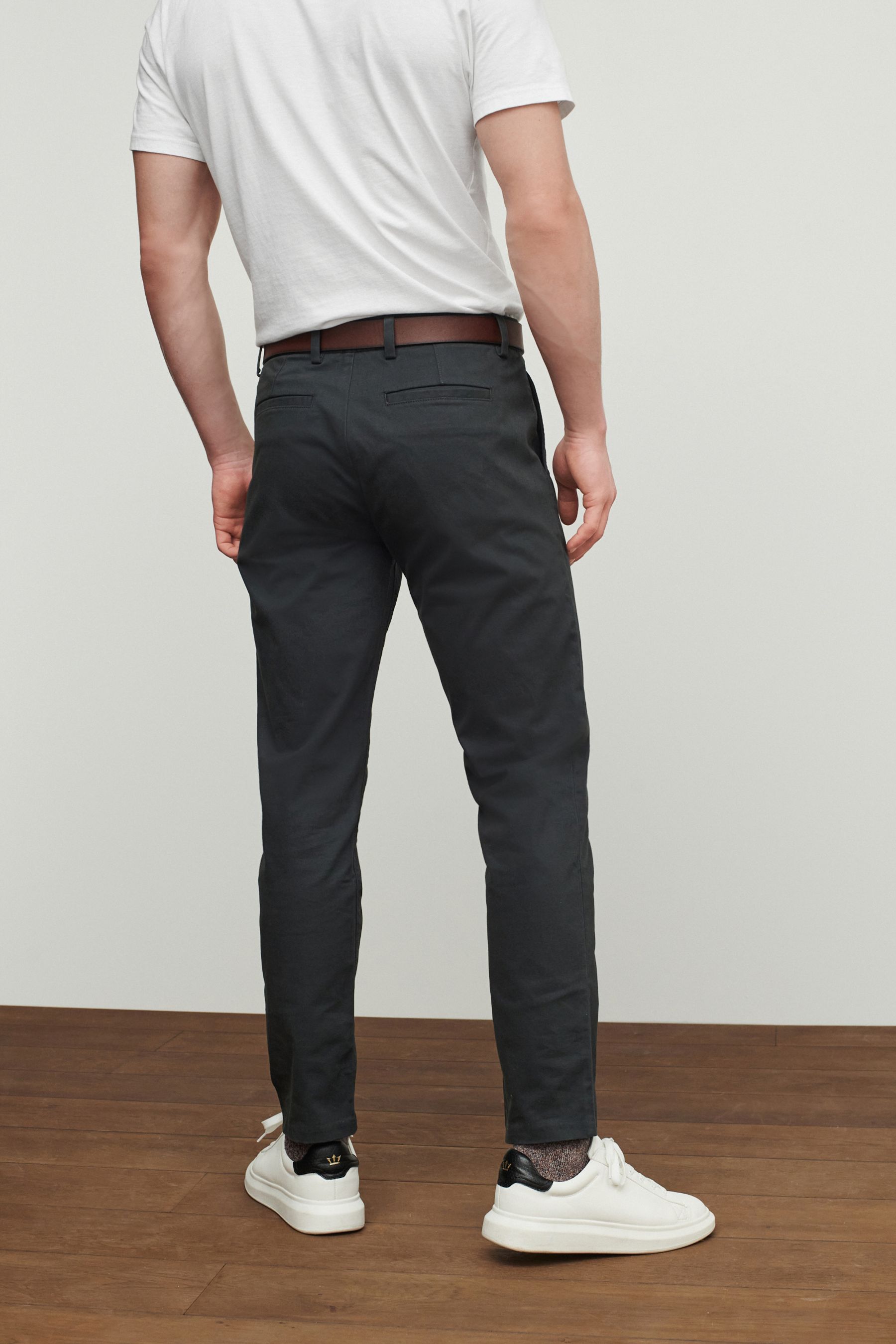 Belted Soft Touch Chino Trousers Slim Fit