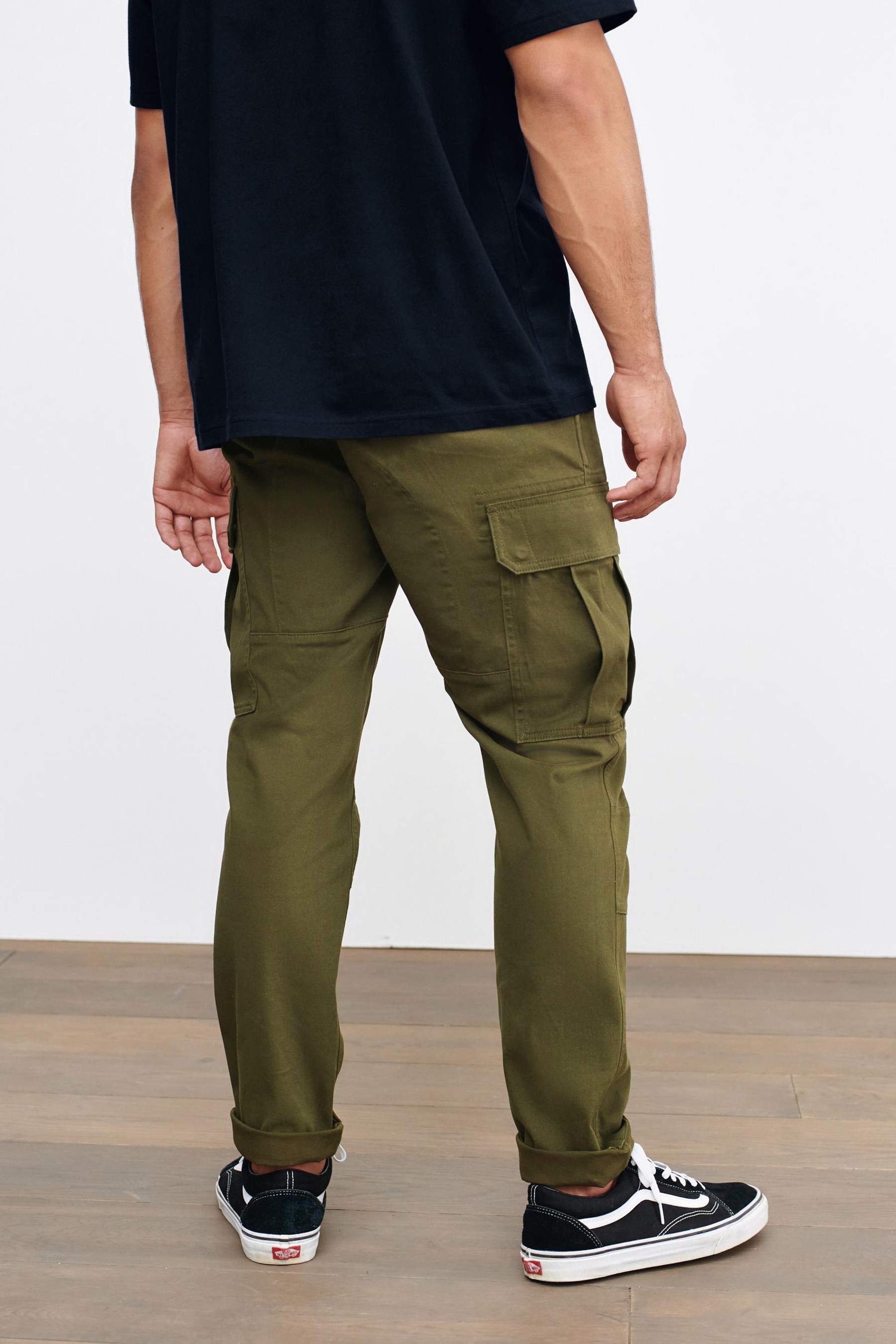 Cotton Stretch Cargo Trousers Slim Fit