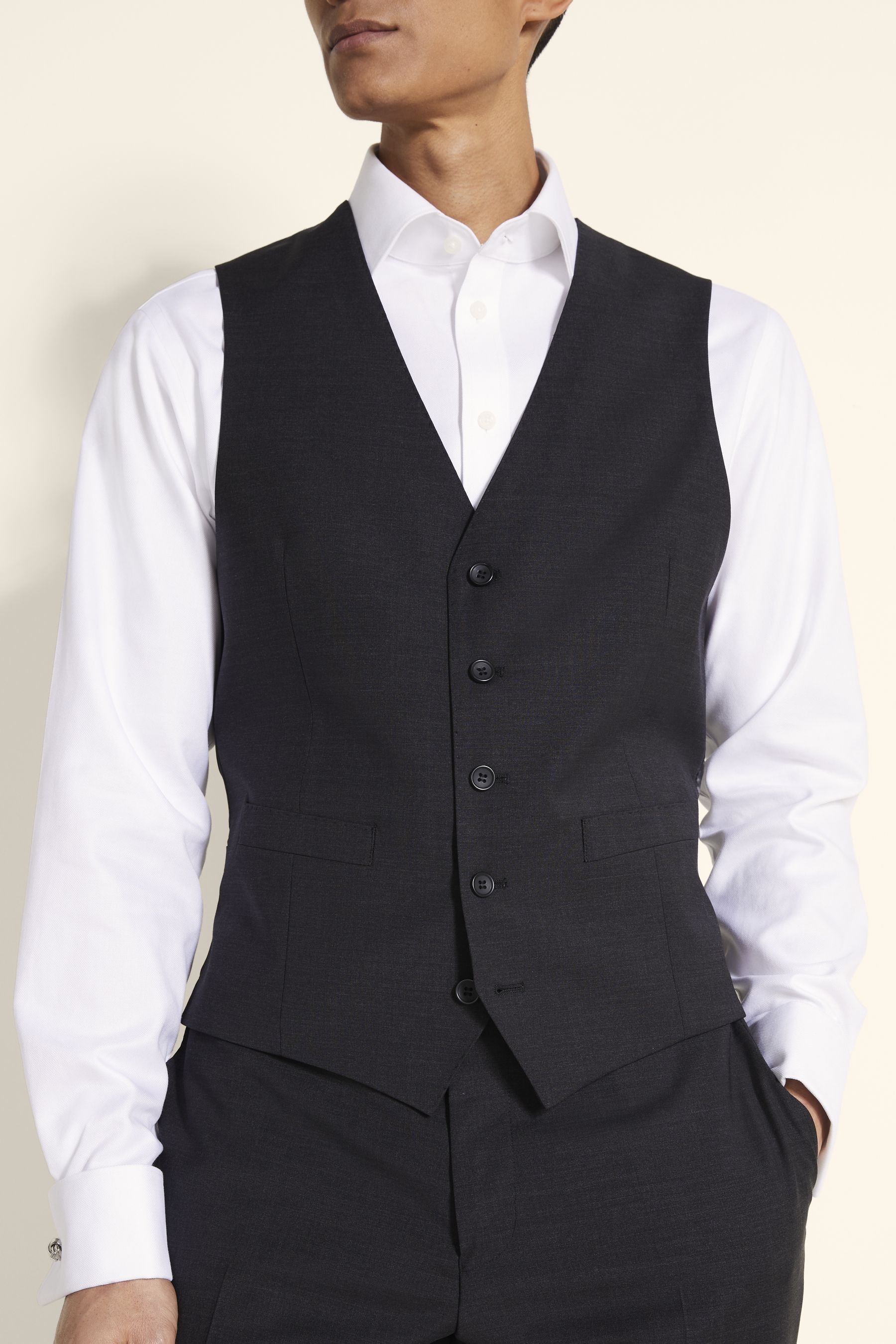 Moss Tailored Fit Charcoal Waistcoat