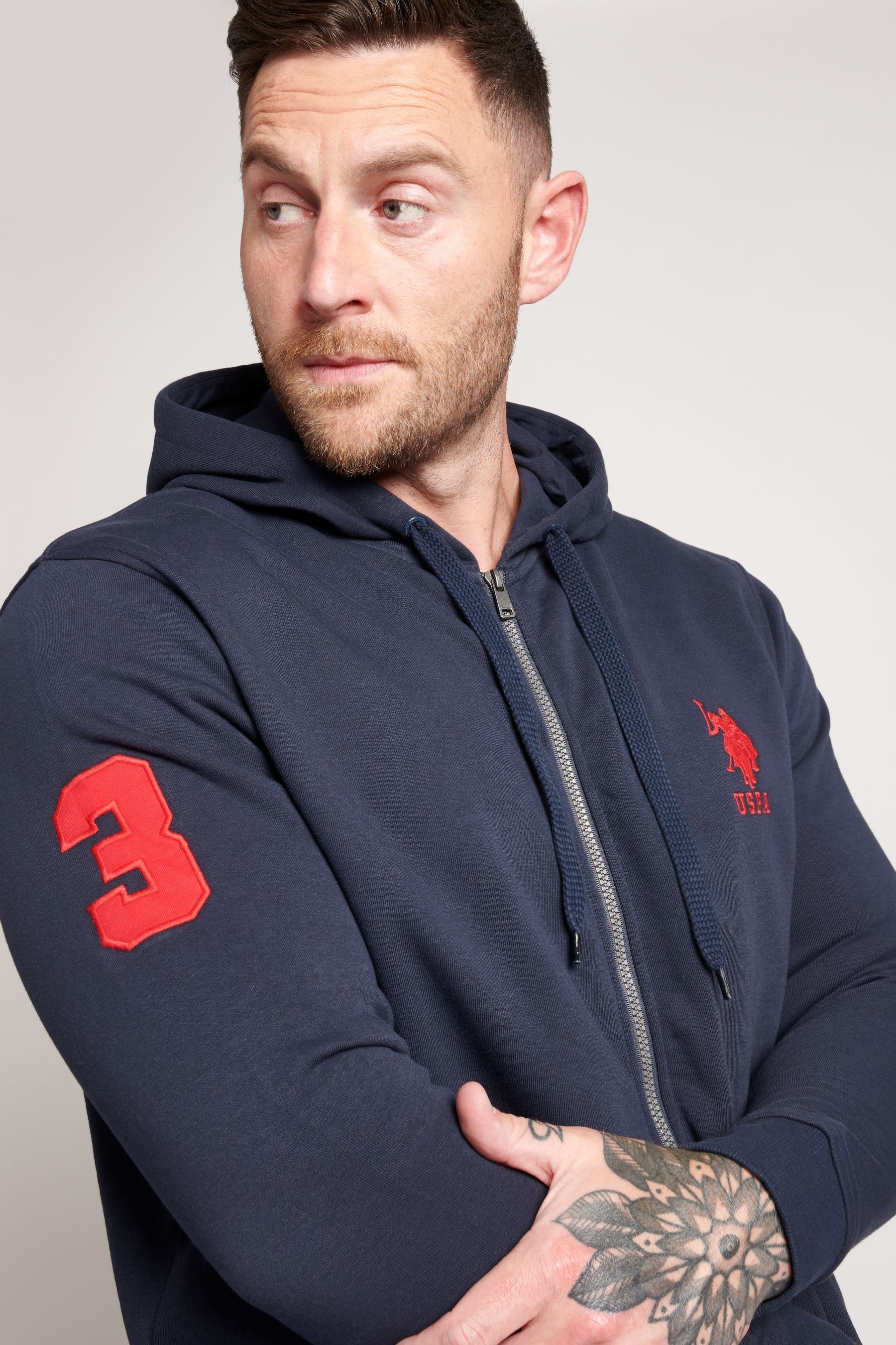 U.S. Polo Assn. Blue Player 3 Zip Through Hoodie