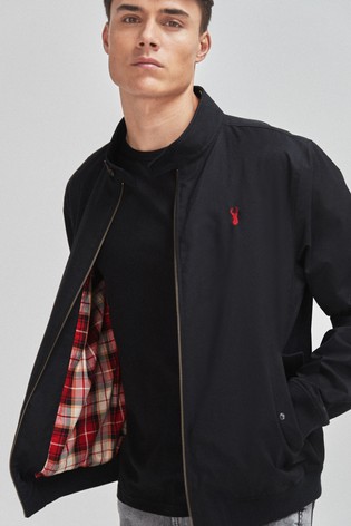 Shower Resistant Harrington Jacket With Check Lining