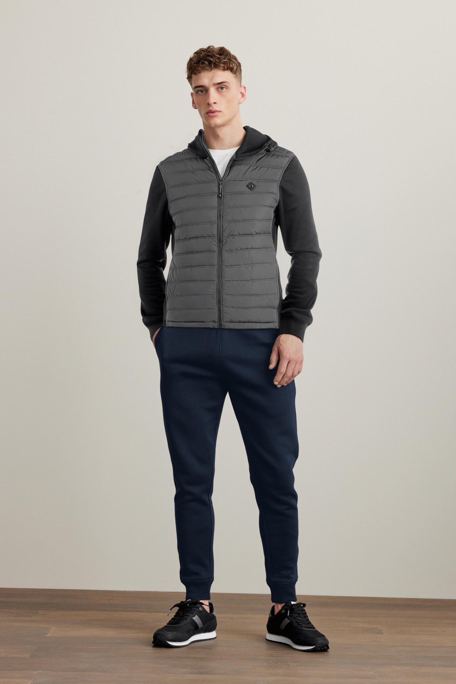 Jersey Sleeve Quilted Hooded Jacket