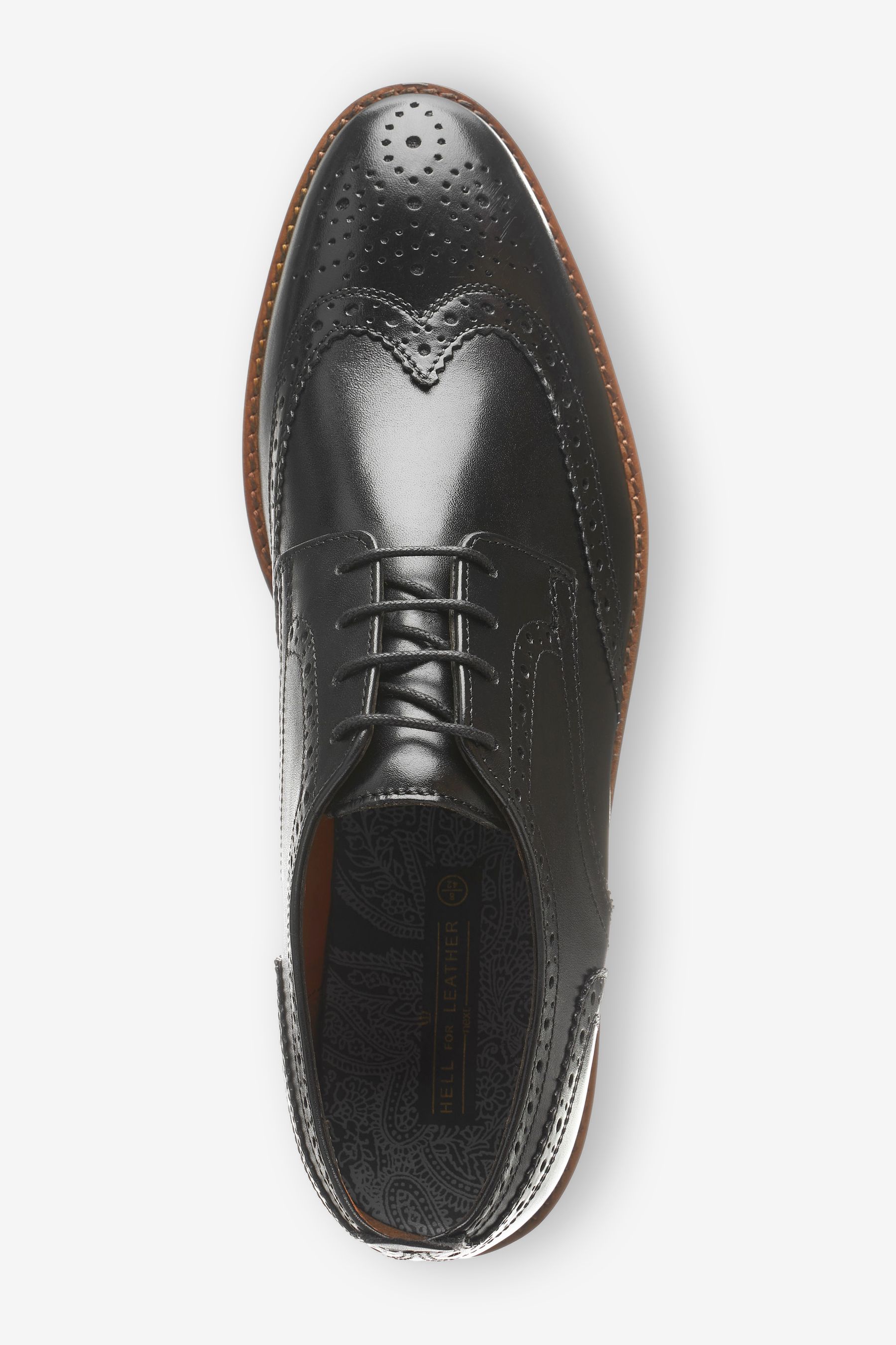 Mens Contrast Sole Leather Brogues Wide Fit