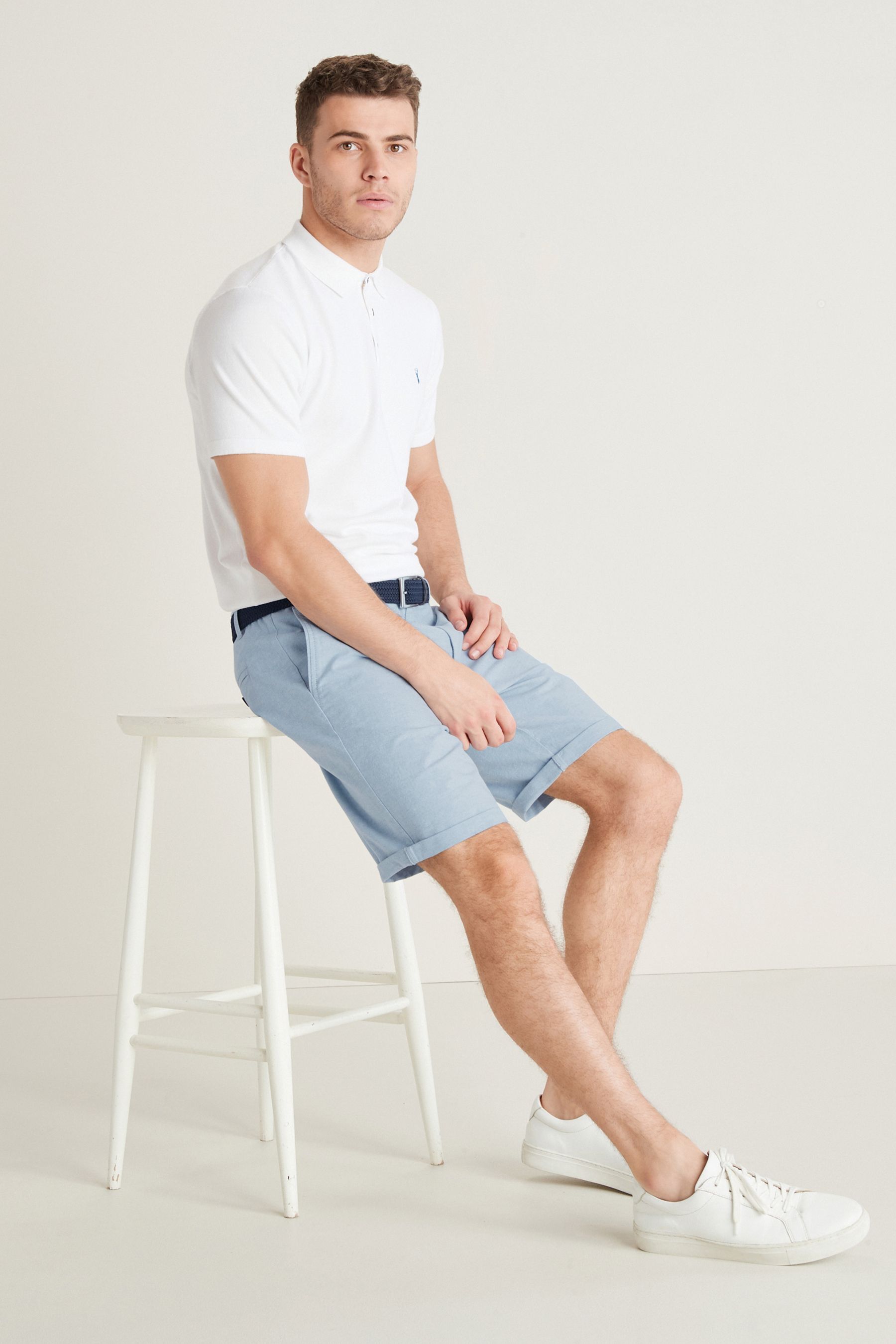 Belted Chino Shorts With Stretch