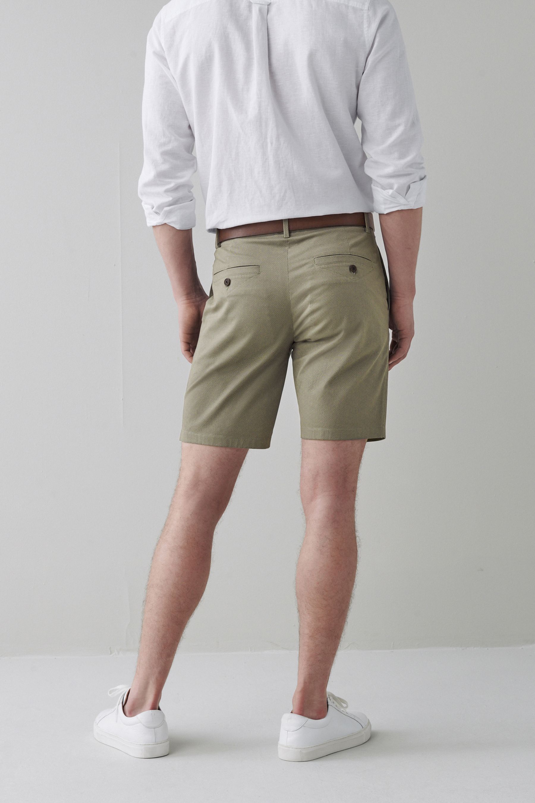 Belted Chino Shorts With Stretch