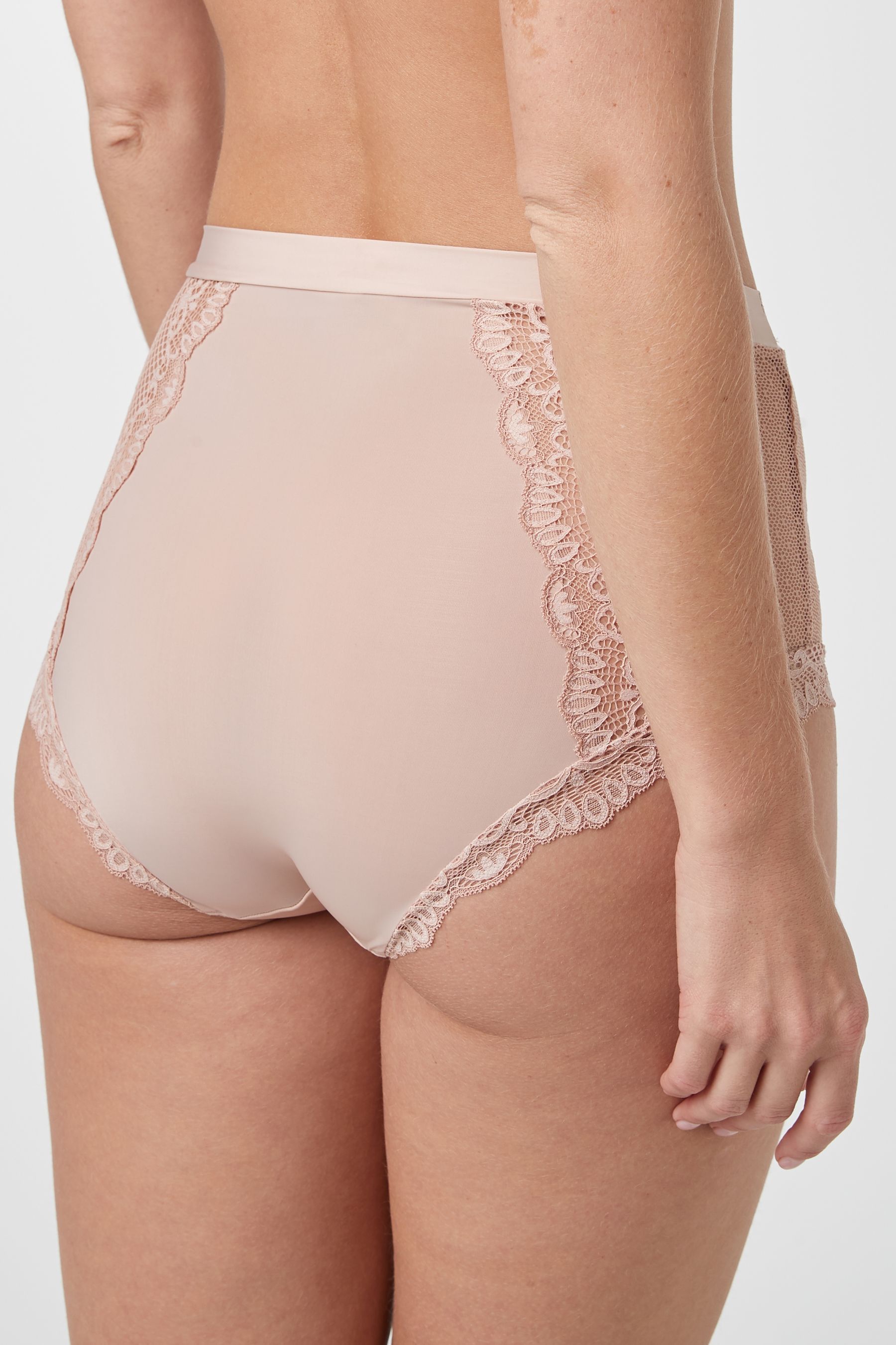 Microfibre And Lace Knickers High Rise