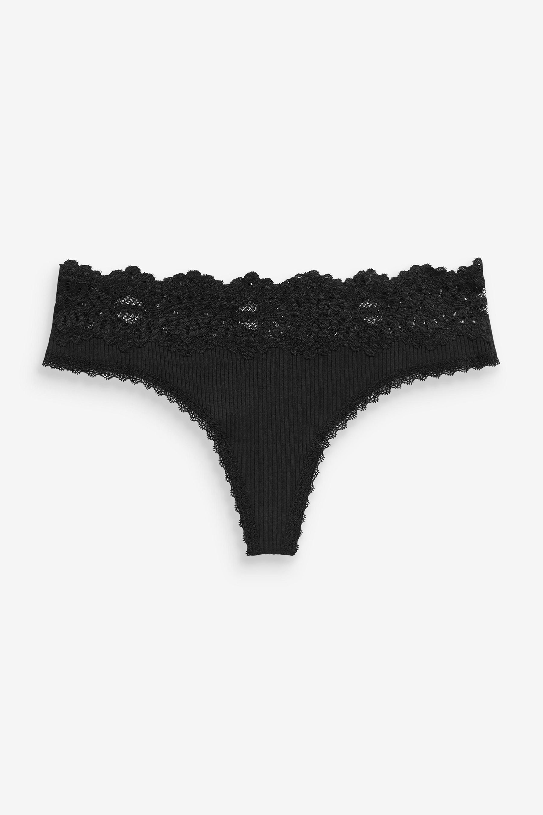 Lace Rib Knickers 3 Pack Thong