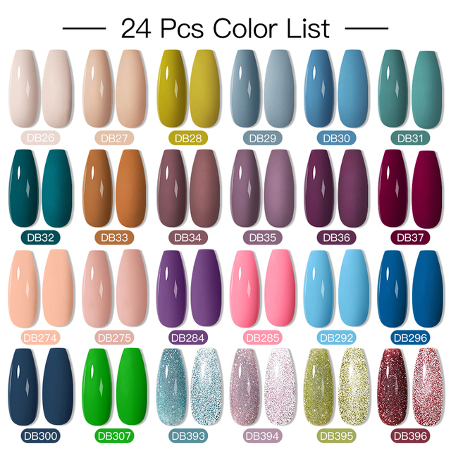 Mtssii 25/60pcs Color Gel Nail Polish Set Glitter Sequins Gel Soak Off UV Gel Semi Permanent Base and Top Coat Nail Art Gel Kits