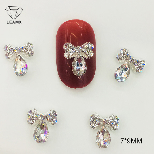 LEAMX 10pcs Alloy Spider Nail Art Decorations 3D AB/White Rhinestone Decorations Spider Nail Jewelry Sparkle Nail Supplies L459