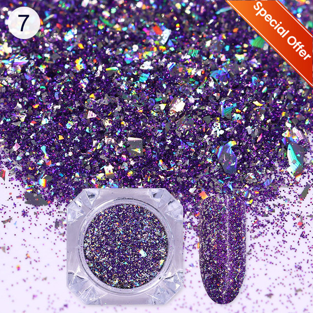 Born Pretty Reflective Glitter Powder Sea Salt Nail Powder Shining Nail Glitter Chrome Pigment Dust Hollow Powder Nail Decoration