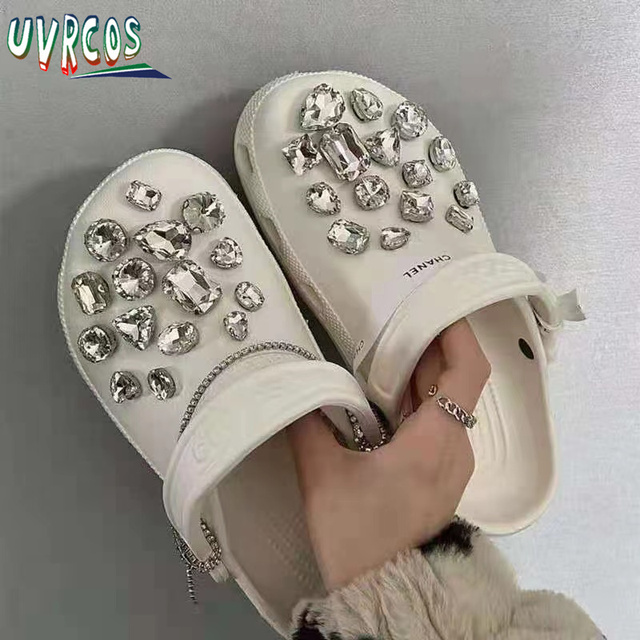 1 مجموعة اليدوية croبها بنفسك Crocs Charms بلينغ JIBZ إبزيم حجر الراين اكسسوارات سلسلة معدنية تسد حديقة حذاء الديكور الفتيات 지지