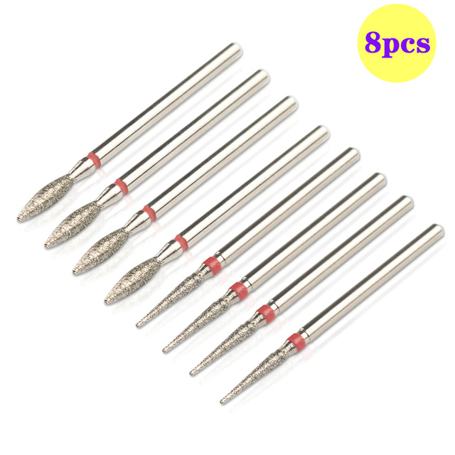 8pcs Diamond Milling Cutter for Manicure Set Nail Drill Bits Accessories Nozzles for Manicure Cutters Pedicure Sanding Nail File