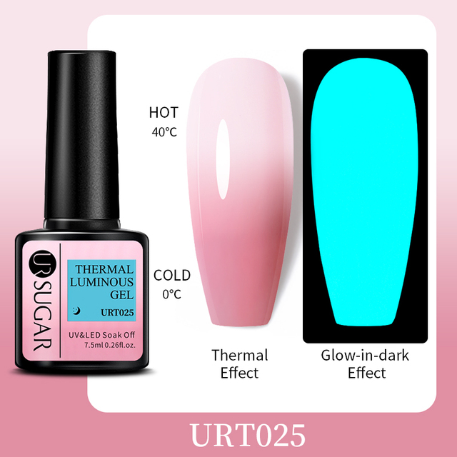 ur sugar 7.5ml luminous gel nail polish glow in the dark color semi permanent soak off uv varnish gel fluorescent nails art