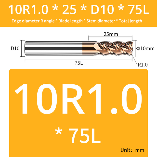 AUG Tool Corner Radial End Mill CNC R Bull Nose Milling Cutter Tungsten Carbide Steel Metal Router Tool R0.5 R1 4 Flutes