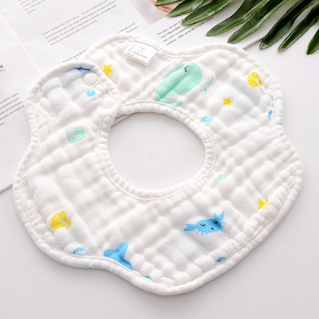 Baby Bibs 360 Degree Rotation 8 Layers Gauze Gauze Baby Kids Bandana Burp Cloth Soft Newborn Infant Saliva Towel Baby Stuff