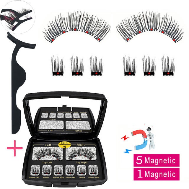 LIKOFO Magnetic Eyelashes with 5 Magnets Natural Handmade 3D/6D False Eyelashes Acrylic Box Long False Eyelashes Cosmetics for Gift