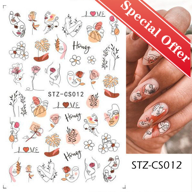 Elegant Daisy Autumn Leaves Nails Art Manicure Back Glue Sticker Decorations Design Nail Sticker Beauty Nails