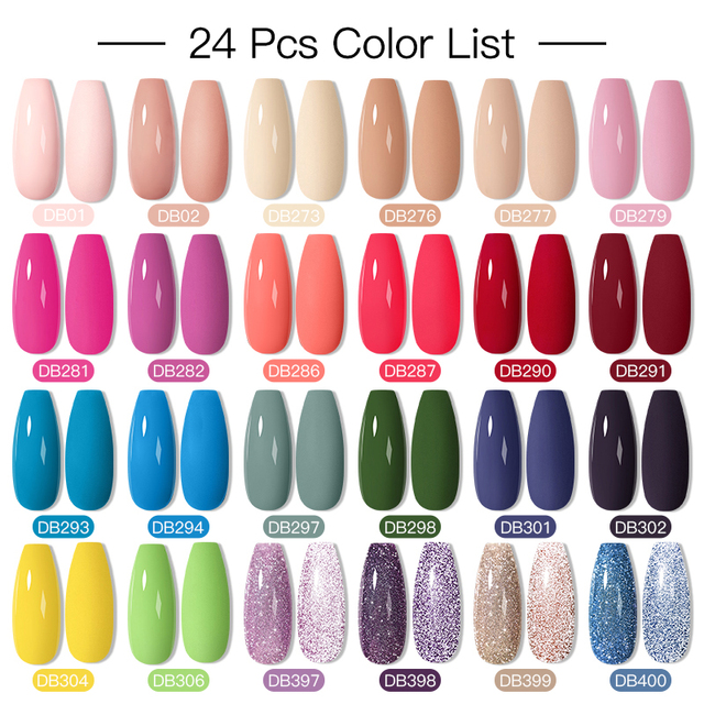 Mtssii 25/60pcs Color Gel Nail Polish Set Glitter Sequins Gel Soak Off UV Gel Semi Permanent Base and Top Coat Nail Art Gel Kits