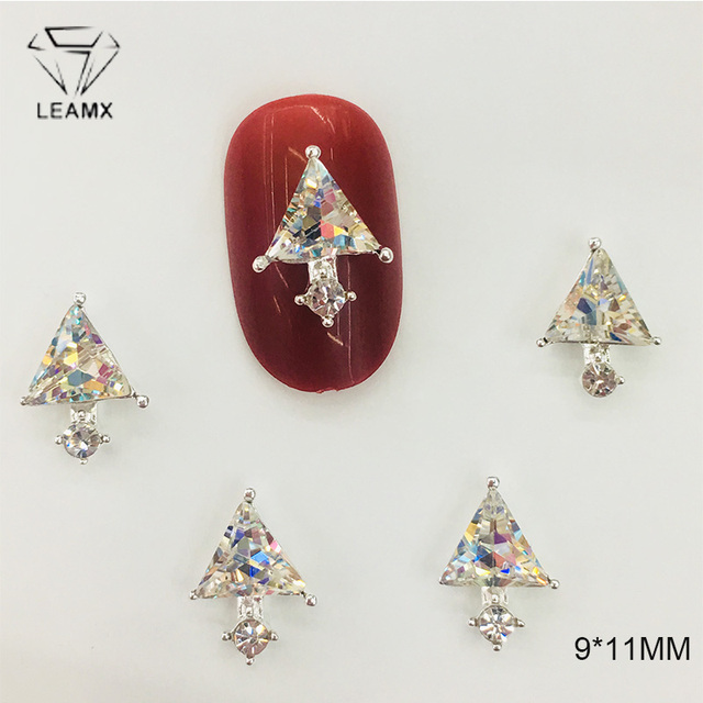 LEAMX 10pcs Alloy Spider Nail Art Decorations 3D AB/White Rhinestone Decorations Spider Nail Jewelry Sparkle Nail Supplies L459