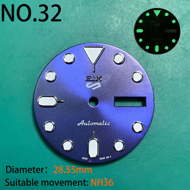 Nh35 watch double dial new C3 luminous modified craft watch skx007 SKX006 small millimeter 28.5mm abalone nh35 universal