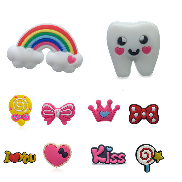 50pcs Cute Animal Flower PVC Shoe Charms Dogs Cat Unicorn Shoe Buckle Zodiac Shoes Accessories Rainbow Ornaments Kids Gift