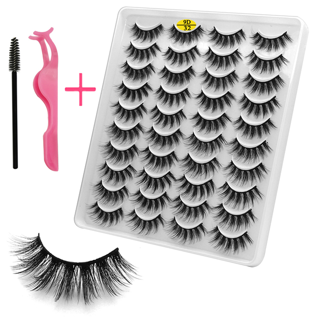 LE 20 Pairs Mink Eyelashes Fashion Handmade Cruelty-Free Soft Wispies 3D Fake Long Eye Lashes Extension False Eyelashes