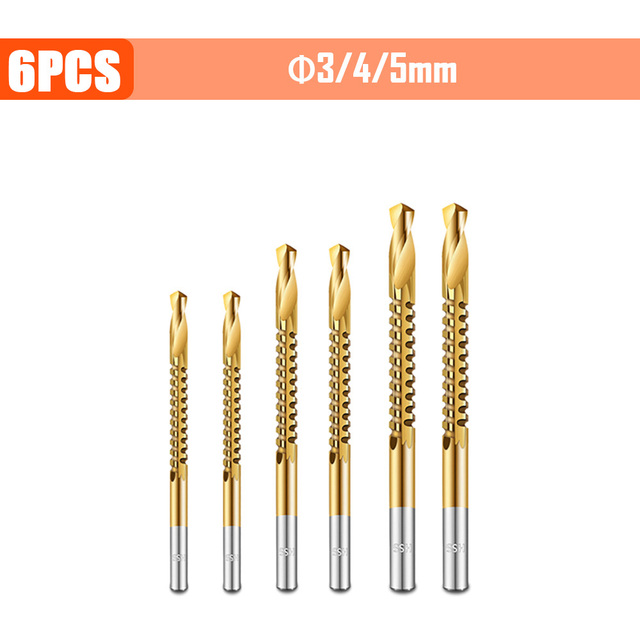 3/4/5/6pcs Cobalt Drill Bit Spiral Screw Metric Composite Tap Drill Bits Drill Polishing Woodworking HSS Twist Drilling Tools