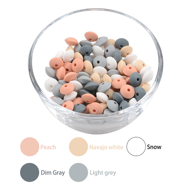 50pcs/lot 12mm Silicone Lentils Silicone Beads BPA Free DIY Magic Newborn Nursing Accessory Teething Necklace Teething Toy