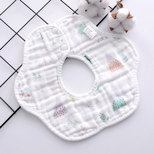 Baby Bibs 360 Degree Rotation 8 Layers Gauze Gauze Baby Kids Bandana Burp Cloth Soft Newborn Infant Saliva Towel Baby Stuff