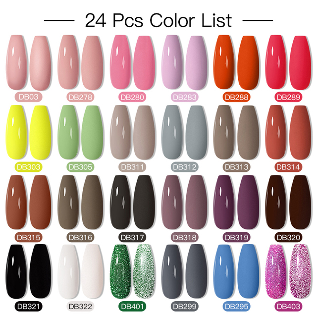 Mtssii 25/60pcs Color Gel Nail Polish Set Glitter Sequins Gel Soak Off UV Gel Semi Permanent Base and Top Coat Nail Art Gel Kits