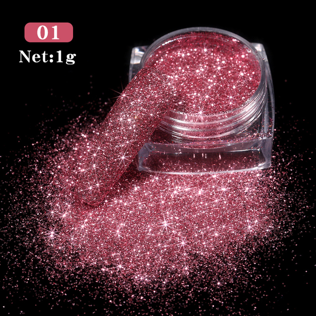 Born Pretty Reflective Glitter Powder Sea Salt Nail Powder Shining Nail Glitter Chrome Pigment Dust Hollow Powder Nail Decoration