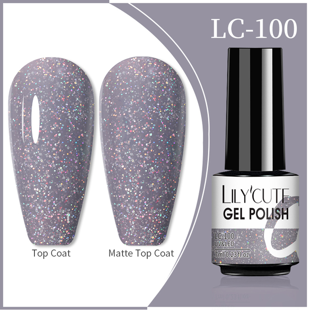 LILYCUTE 7ml Glitter Gel Nail Polish 12 Colors Semi Permanent Laser Sequins Soak Off UV Colorful Gel DIY Nail Art Polish Lacquer